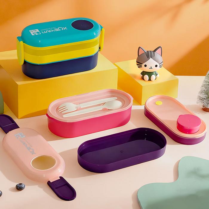 三層便當盒(帶硅膠)(900ML)