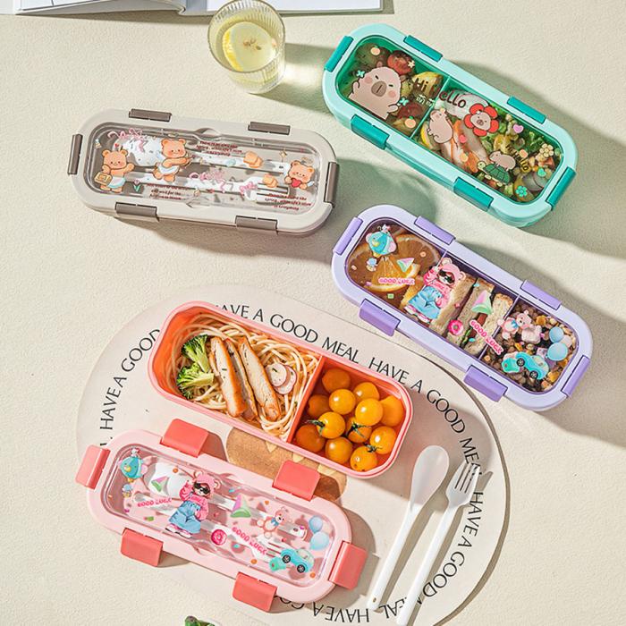 (印花款)愛(ài)悅長(zhǎng)方形便當(dāng)盒兩格/三格可選  